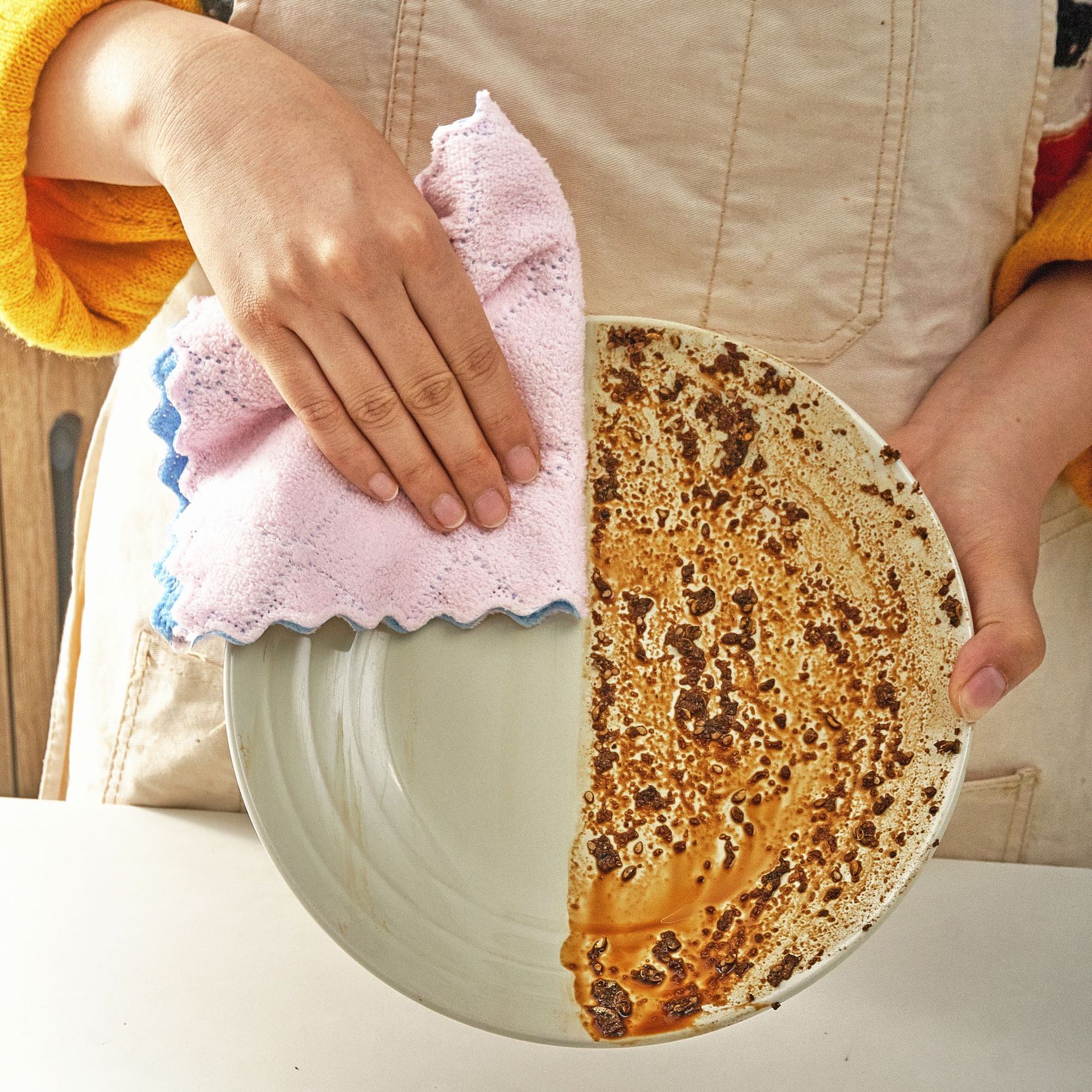 家用双面不沾油吸水擦桌百洁布珊瑚绒洗碗布 17*26cm厨房懒人抹布