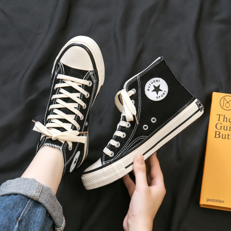 1970s high-top replica canvas shoes women‘s korean-style ins versatile casual sneakers vulcanized rubber shoes couples shoes for men and women