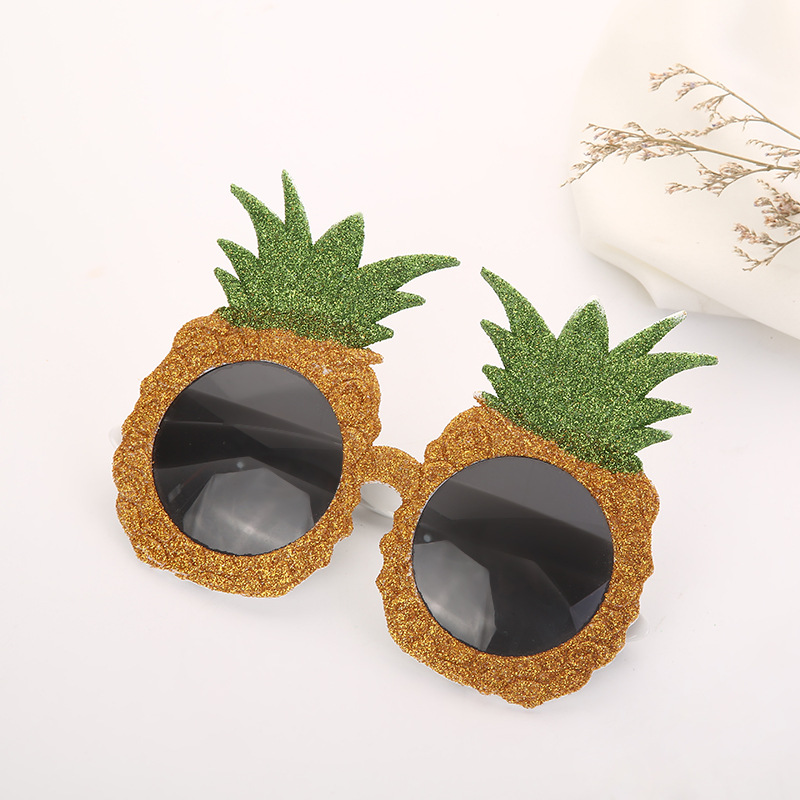 产地货源外贸水果太阳眼镜 舞会节日派对用品洒金粉款菠萝眼镜