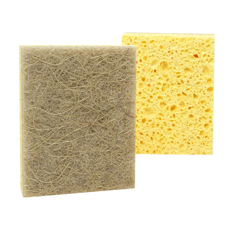 Sisal Cellulose Sponge Scouring Pad Household Kitchen Absorbent Sponge Washing Pot Dish Towel Double-Sided Spong Mop Cross Mirror