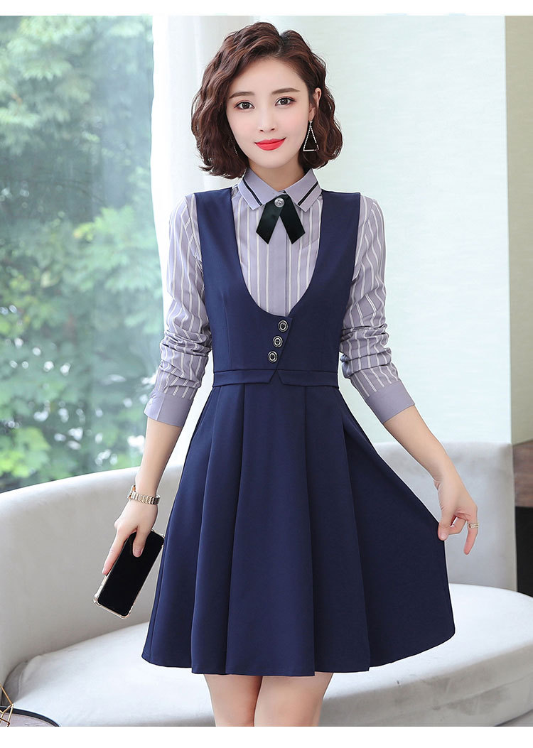 新款职业马甲连衣裙两件套幼儿园教师背带裙子老师服装正装套裙