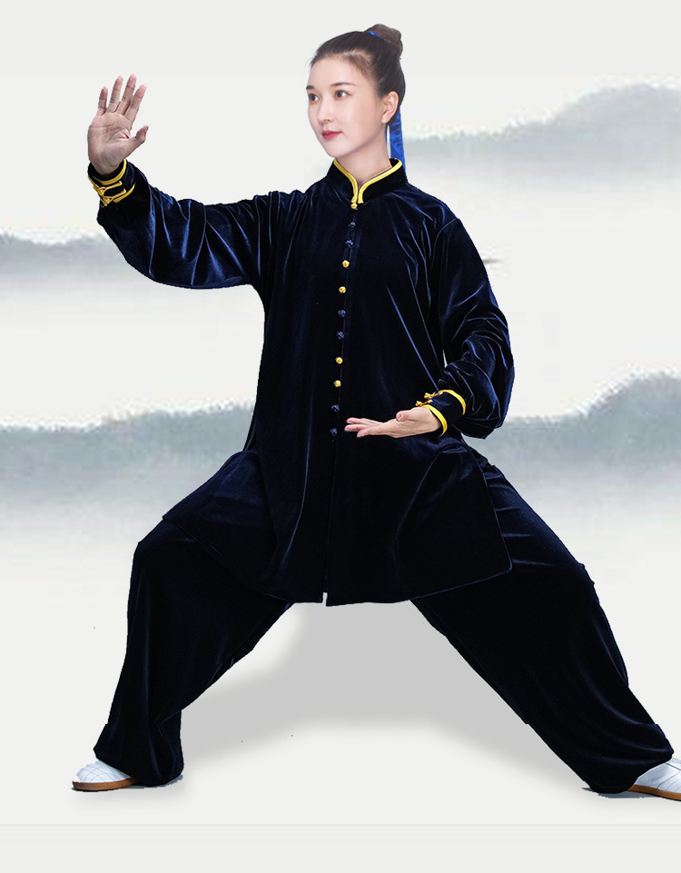 小和山太极服女新款秋装秋冬季加厚南韩金丝绒太极拳练功服男长款