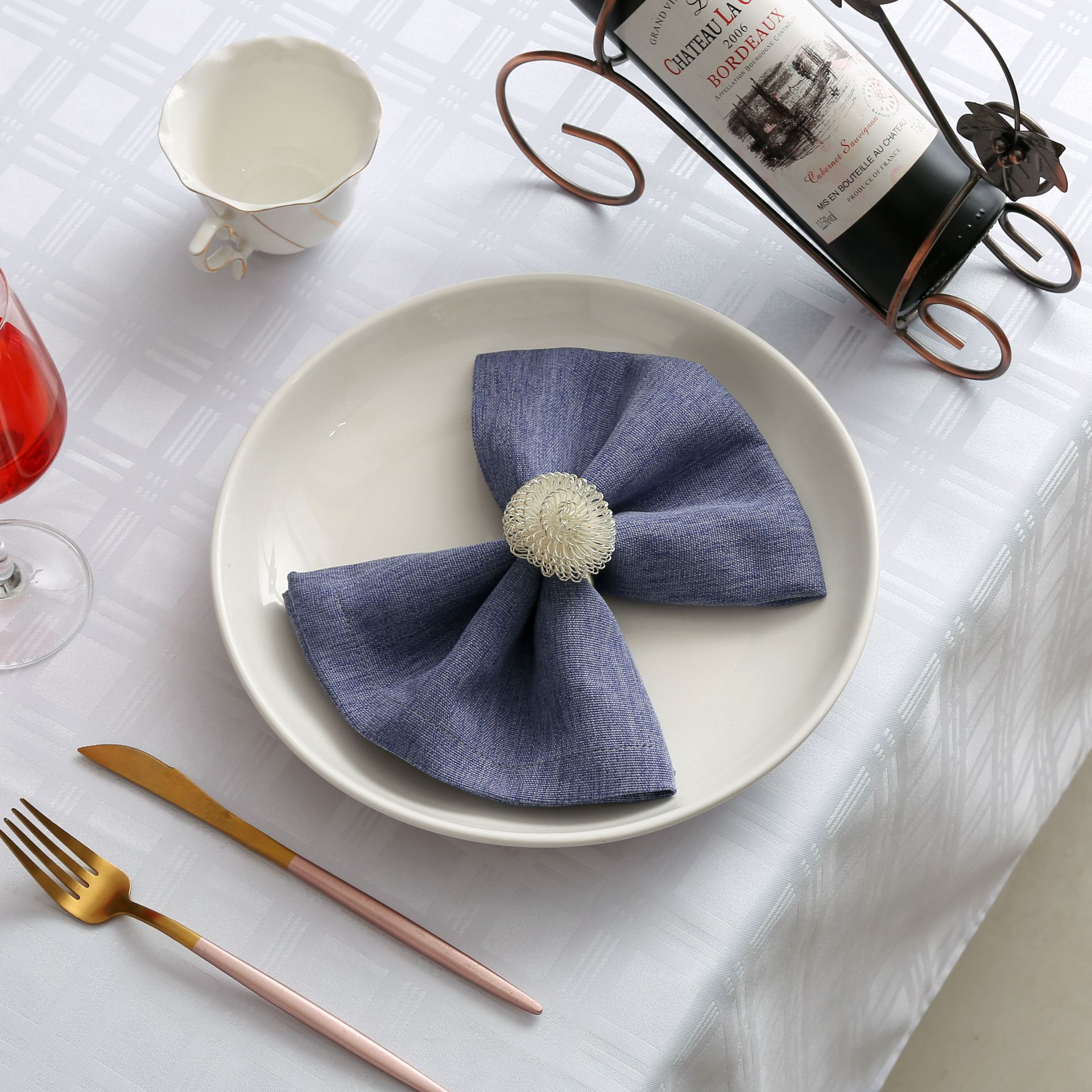 跨境棉麻餐巾口布仿棉麻餐布酒店宴会桌布餐垫擦手布