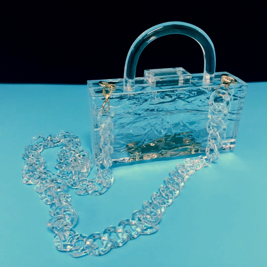 冰裂纹水波纹亚克力时尚包包ins风透明裂纹亚克力有机玻璃包包
