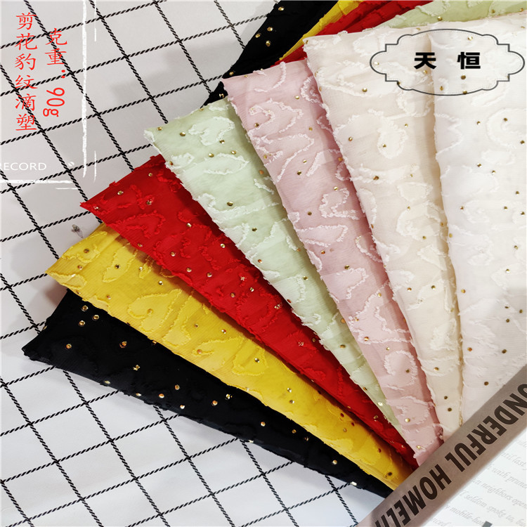 全涤豹纹滴塑春秋夏女装童装衬衫连衣裙防晒衫服饰透气面料批发