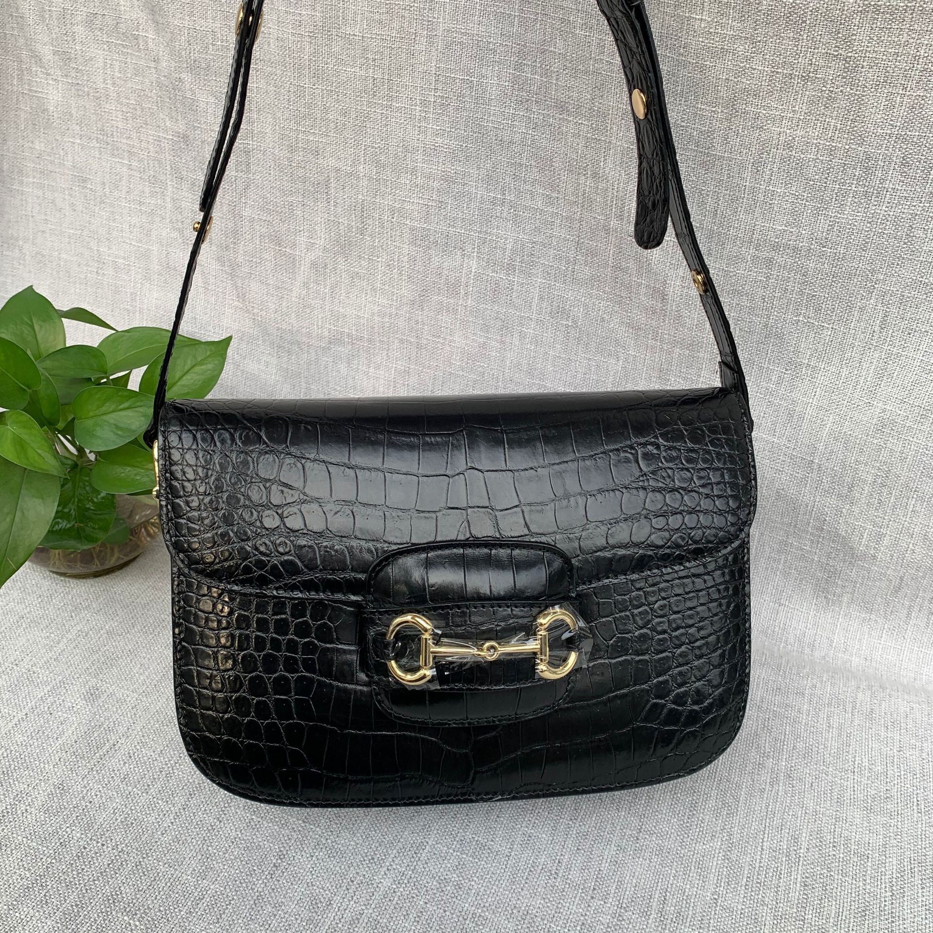 鳄鱼肚皮h扣康康包真皮小包女鳄鱼皮h包空姐豆腐单肩斜挎包小方包