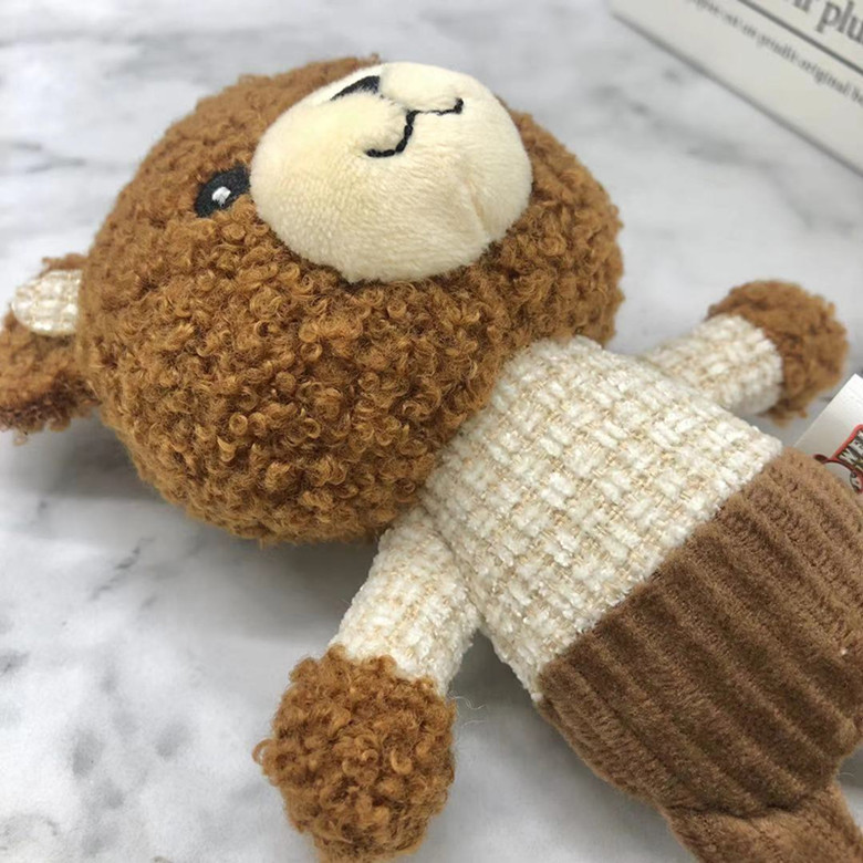 竹炭新款布丁熊毛绒公仔钥匙扣挂件创意小熊汽车包包情侣挂饰批发