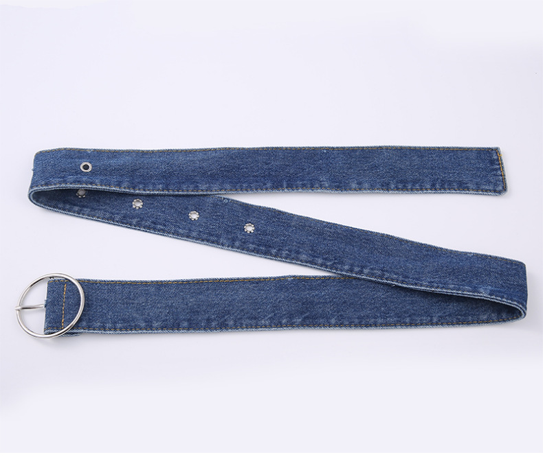 牛仔布腰带女 浅蓝色装饰复古半身裙裤时尚百搭韩版 中长款宽腰封