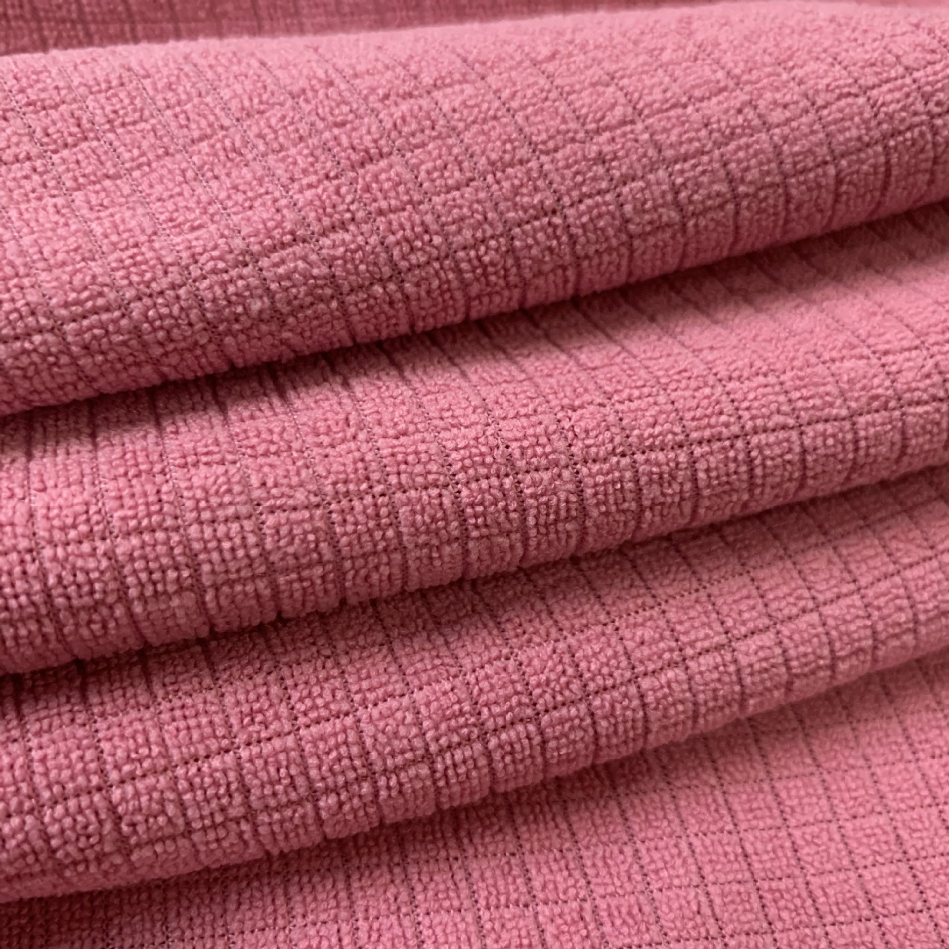 纬编格子布 超细纤维毛圈布复合天然橡胶瑜伽垫专用面料可折叠