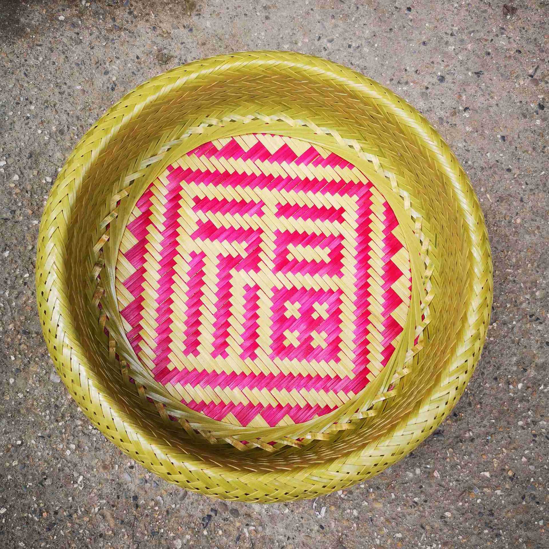 手工制作果盘 福字水果收纳篮 水果篮 竹编盘子 竹制品 非遗手工