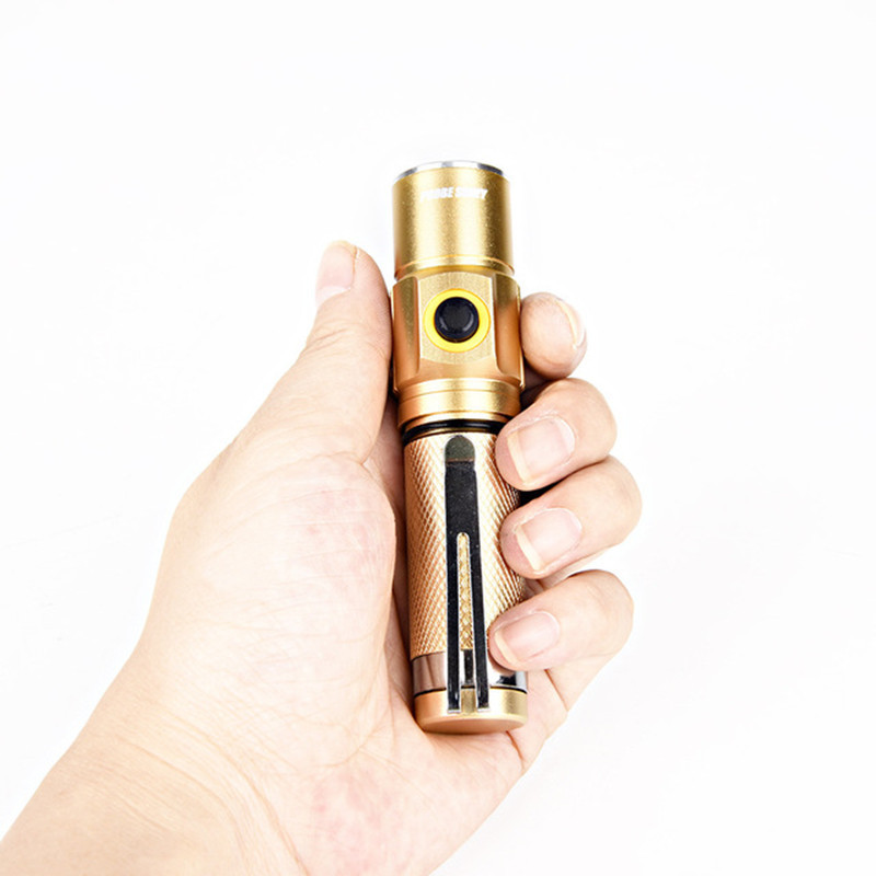 迷你五号14500锂电池手电筒cree q5强光手电筒中部充电手电筒电筒