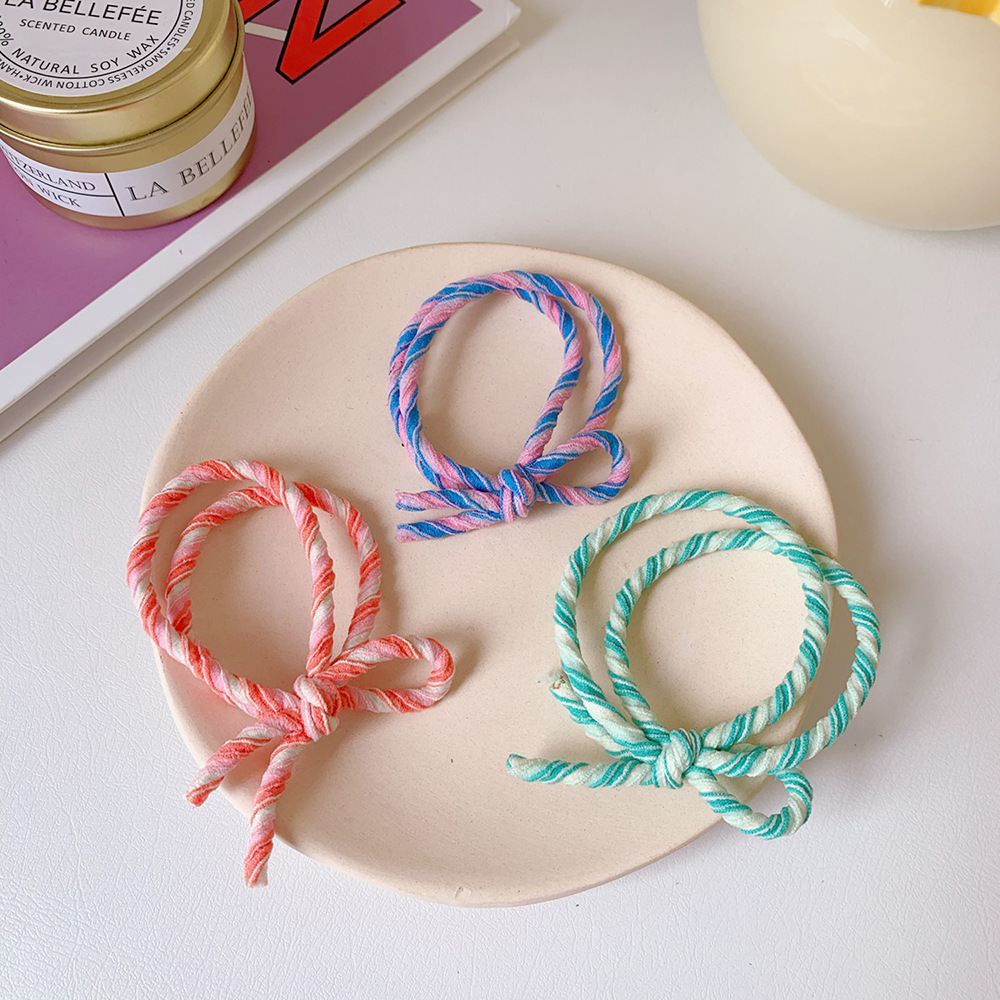 Korean Color Matching Ice Cream Multi-Layer Elastic Hair Ring Mandarin Duck Two-Color Knotted Head Rope Bowknot Hair Ring Leather Case