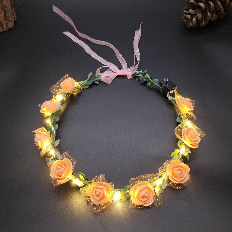 Luminous Garland Tourism Scenic Spot Mori Girl Rattan Rose Luminous Led Garland Headband Hair Accessories