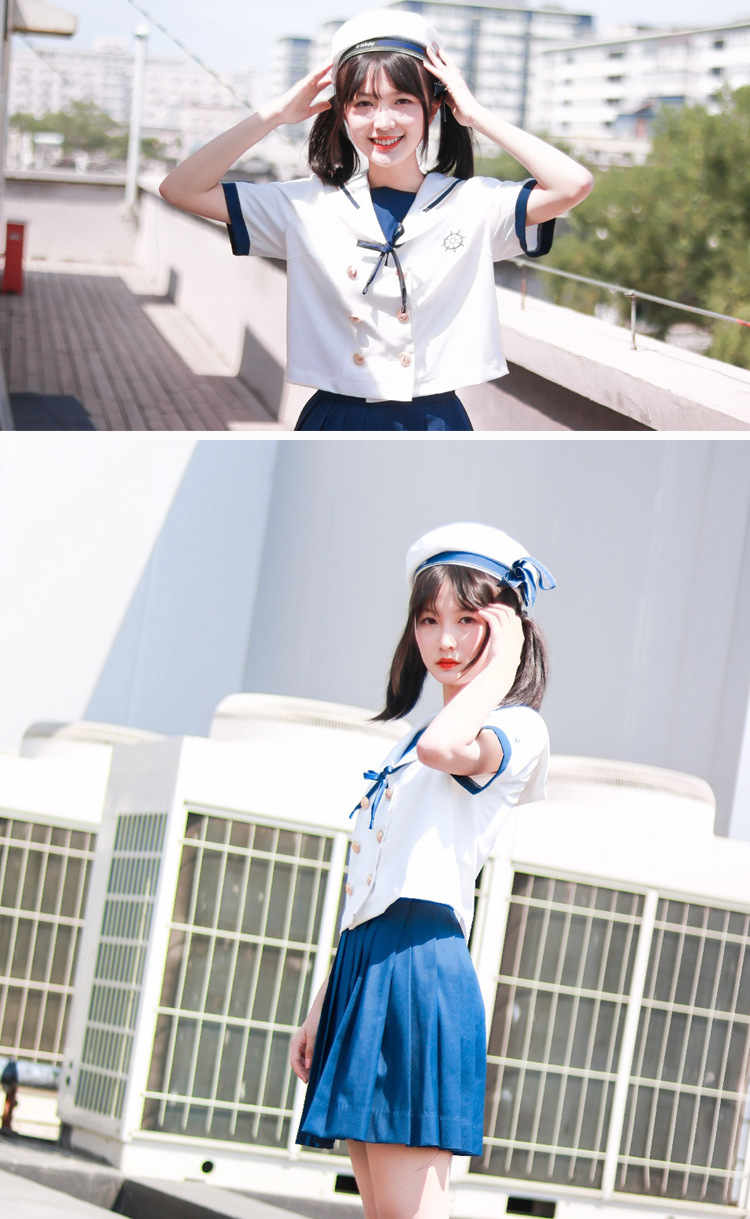 正版航海少女jk制服裙套装长袖水手服日系校服女海军风中间服短裙