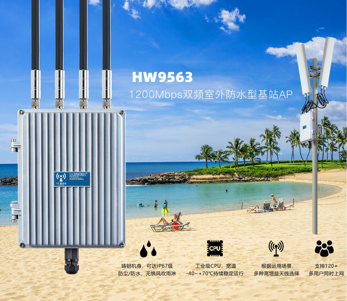hw9563室外大功率工业级无线ap基站公园景点户场所wifi覆盖路由器
