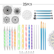 跨境曼陀罗点工具套件25件套装点漆棒点珠笔DIY绘画模板调色盘
