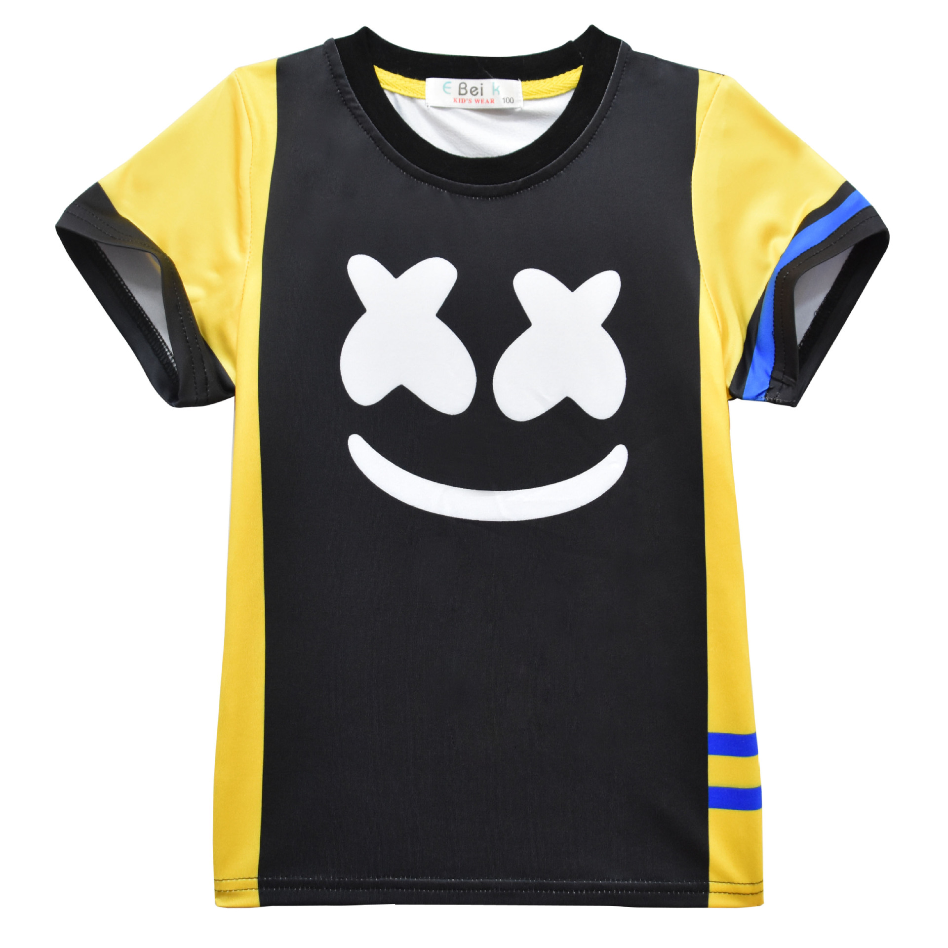 外贸堡垒之夜 中大童棉花糖dj乐队marshmello服装短袖t恤上衣3212