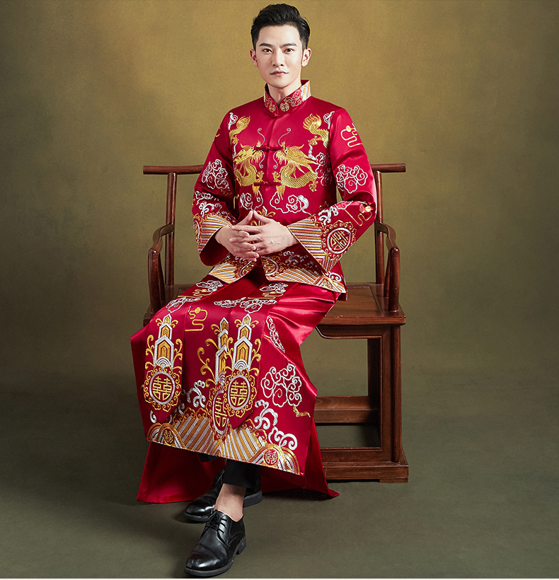 中式婚礼秀禾服新郎2020新款春夏男款结婚礼服男士中国风秀禾男装