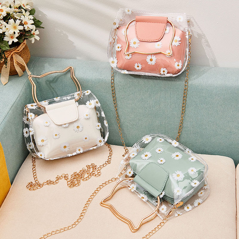 Little Daisy Printed Transparent Son Mother Bag Sweet Cat Handbag Chain Shoulder Bag Crossbody Bag Women Can Wholesale