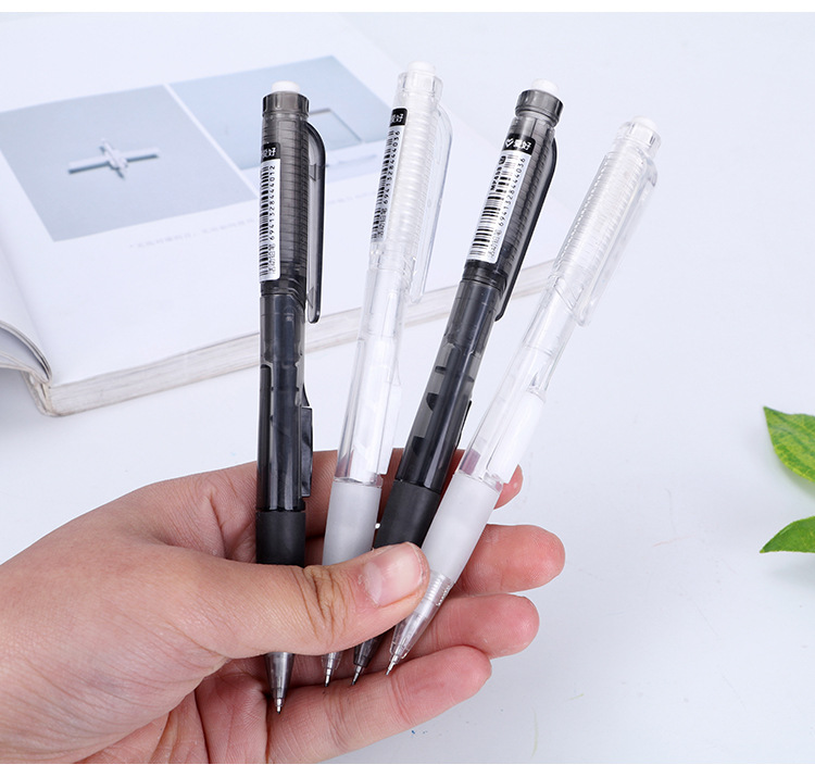 爱好文具 透明简约黑白自动铅笔 学生侧压按动活动铅笔0.5/0.7mm
