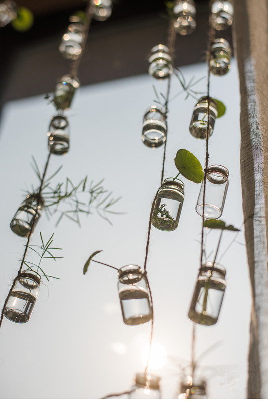 玻璃瓶串花器绿植风铃森系北欧许愿瓶装饰挂件吊饰门帘水培植物瓶