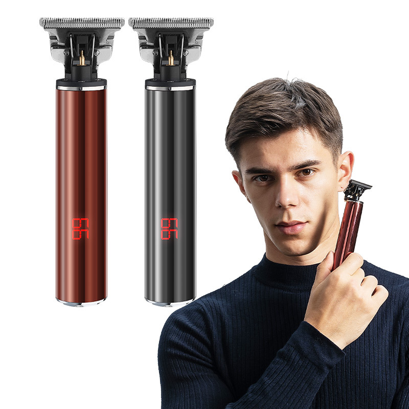 跨境新款多功能防水电推剪 液晶数显复古油头雕刻理发器 男士推子