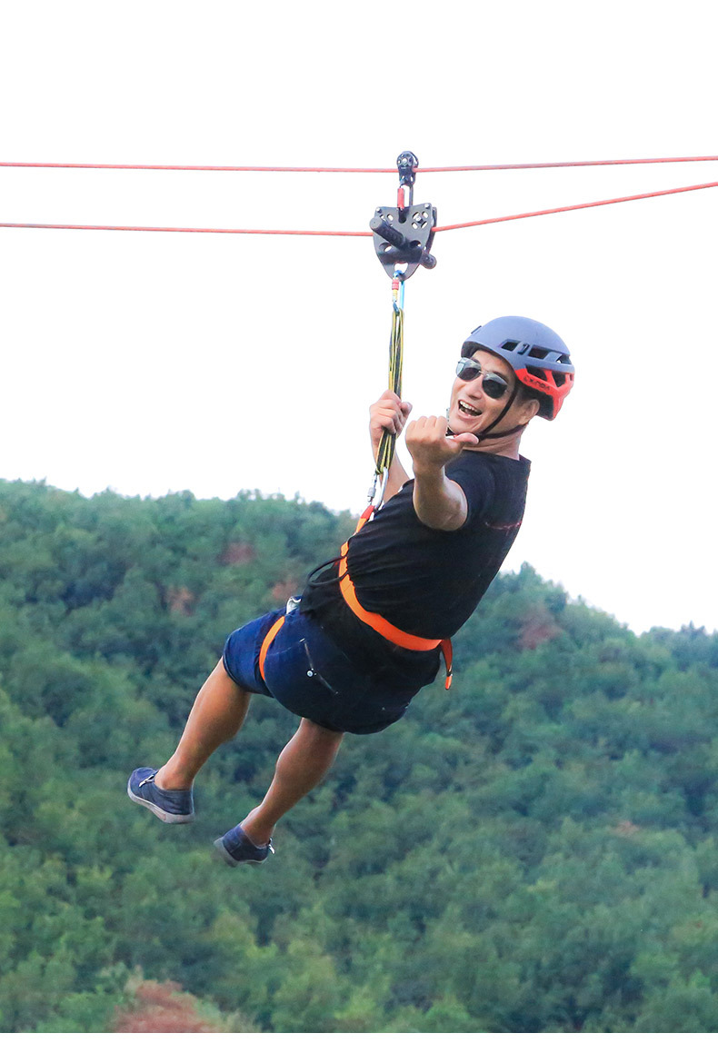 户外索道滑轮横渡滑索高空运输往复式高空滑索设备钢丝手柄双滑轮