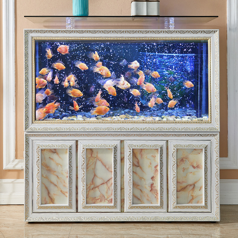 鱼缸大型客厅落地免换水方形鱼缸家用中型下过滤底滤龙鱼缸水族箱