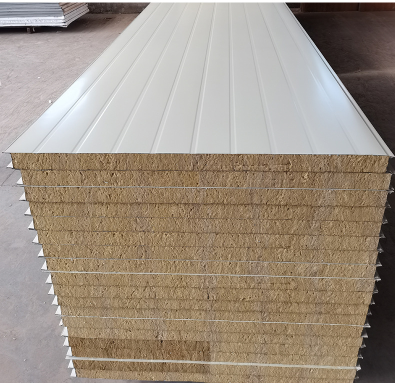 夹心板活动板房保温岩棉夹芯彩钢板屋面彩钢复合板中空玻镁防火板