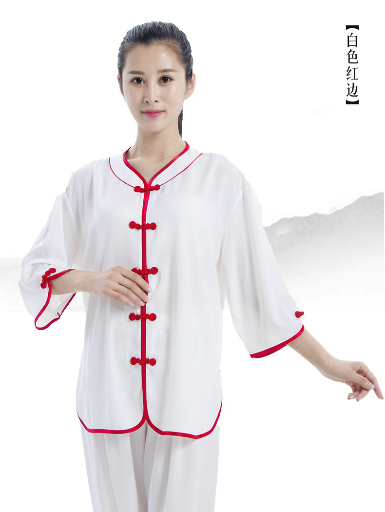 太极服女夏季短袖棉加丝中袖练功服中老年晨练太极拳服装新款衣服