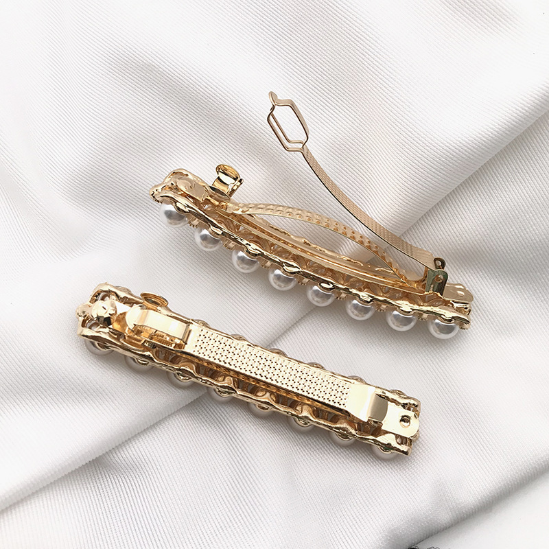 发夹头饰发卡韩国简约百搭优雅淑女成人珍珠弹簧夹发饰顶夹马尾夹