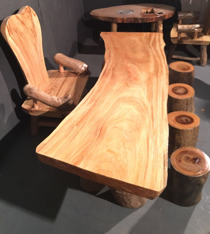 香樟木大板画艺独木不规则异形茶台会议桌茶台原生态家具禅意茶台