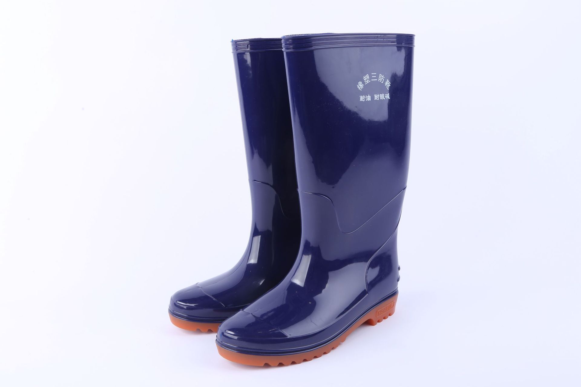 外贸韩版防滑雨靴雨鞋蓝色防水雨靴雨鞋出口劳保橡胶雨靴-阿里巴巴