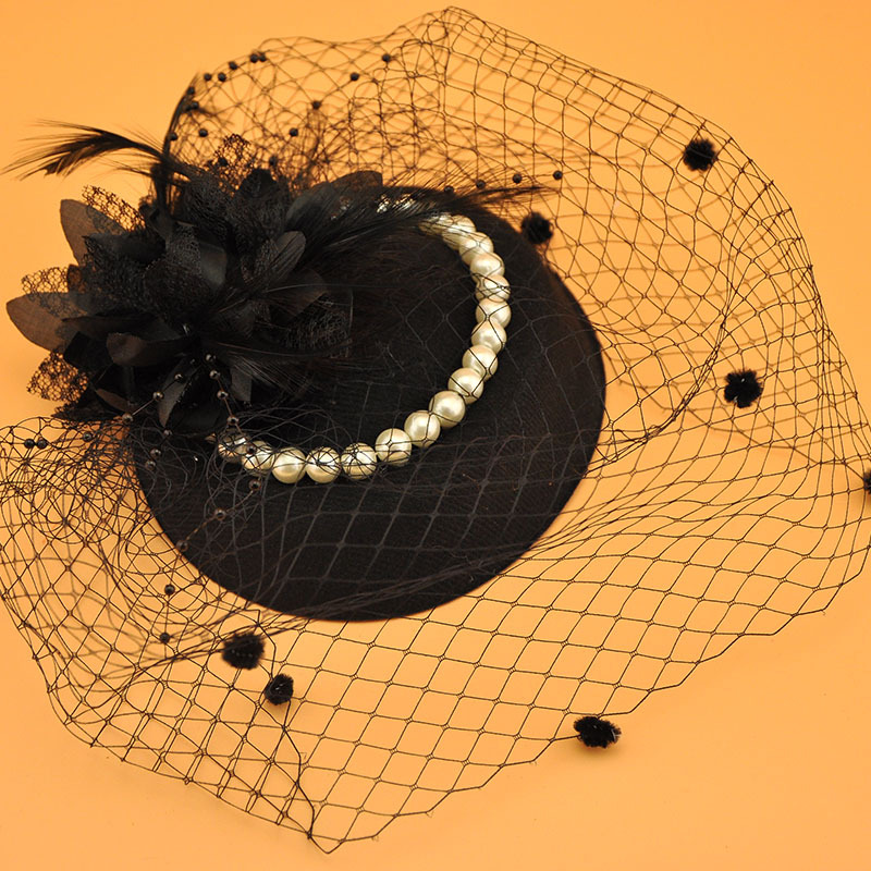小礼帽女头饰名媛旗袍配饰民国新娘帽面纱晚宴礼服发饰复古网纱帽