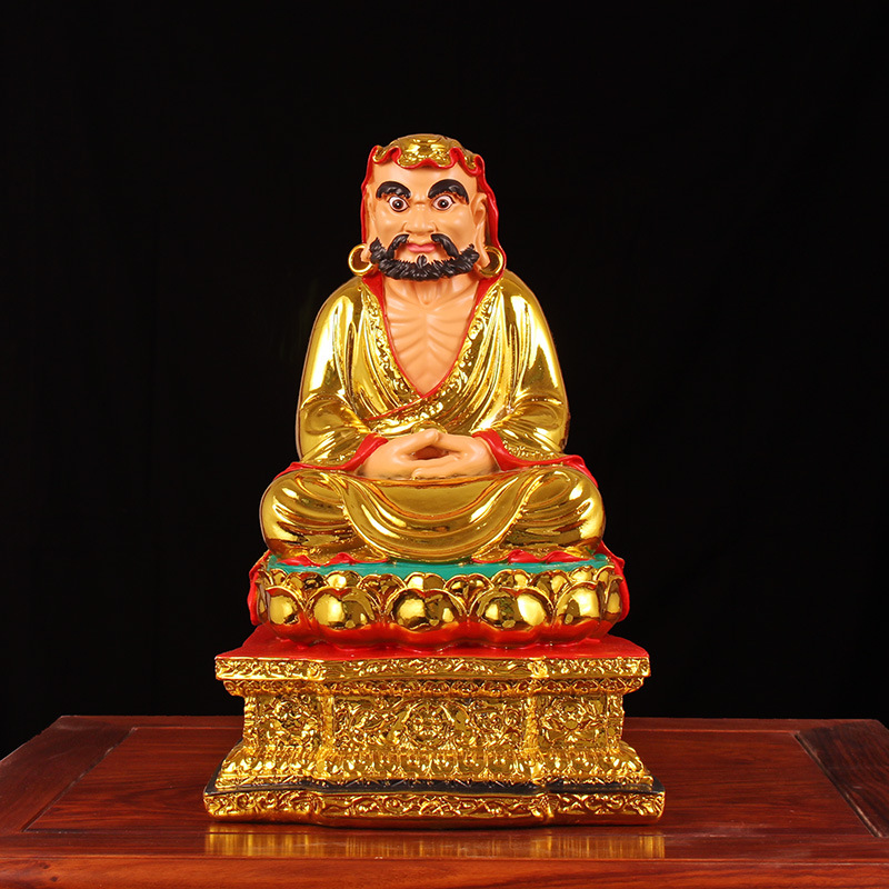 达摩祖师神像16英寸家用彩绘树脂红衣贴金供奉客厅佛像摆件
