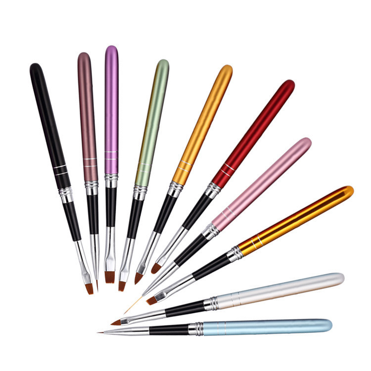 Nail Set Pen Painted UV Pen Makeup Brush Brush 10 PCs a Set of Line Drawing Pen Flat Mouth round Head UV Pen