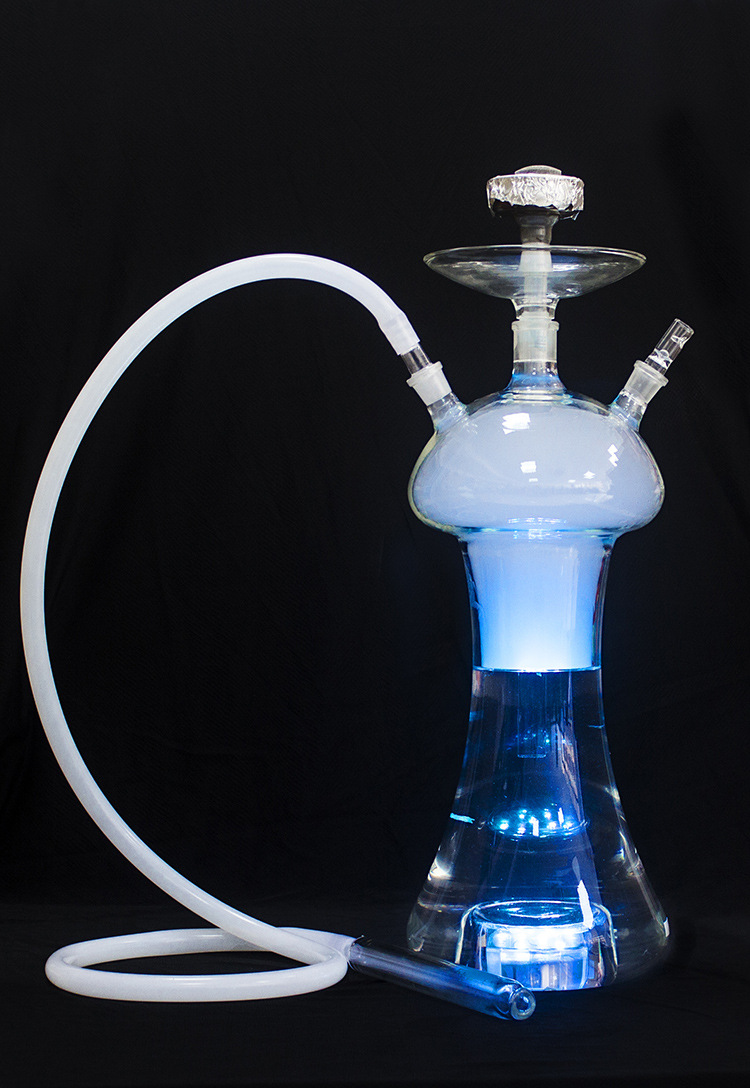 跨境现货酒吧玻璃水烟led蘑菇款式水烟壶