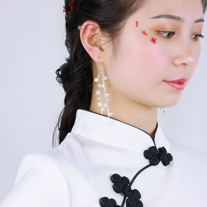 汉服耳钩古风耳坠古代古装耳环银色古典气质民族风甜美耳饰品女