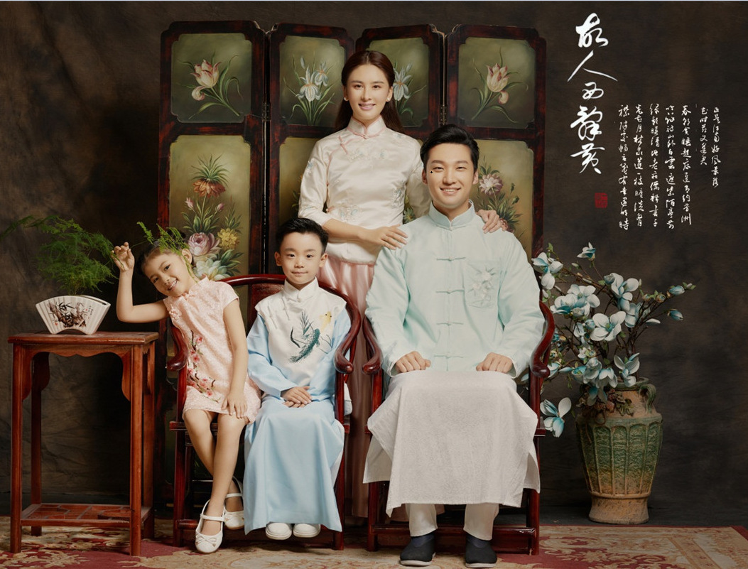 影楼儿童摄影中国风古装一家四口全家福拍照亲子装艺术照写真服装