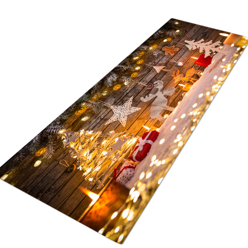 Christmas Mat Carpet Doormat Flannel Hydrophilic Pad Bathroom Kitchen Non-Slip Mat Factory Wholesale