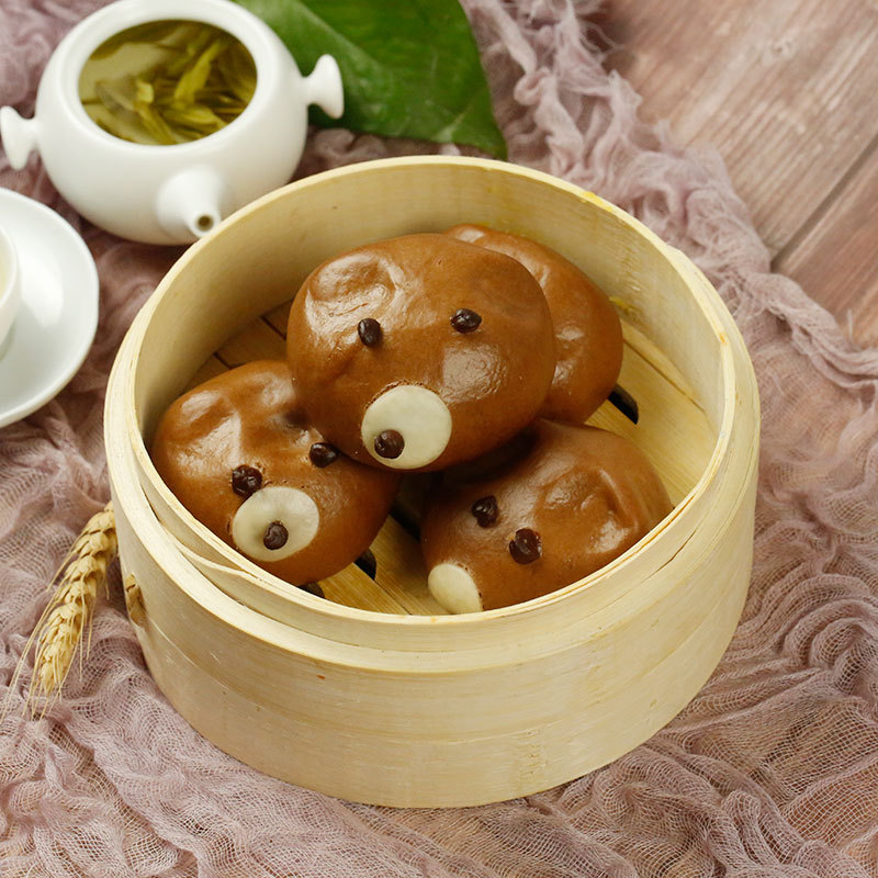 思念卡通熊仔包豆沙馅儿童面点 熊猫猪猪熊仔包360g*16可出口