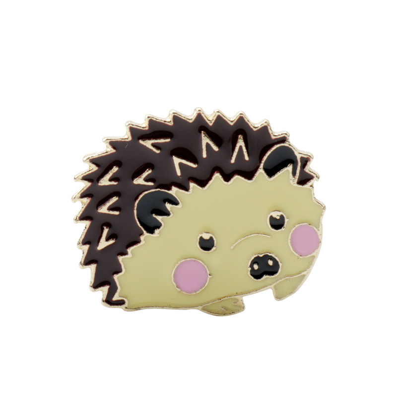 欧美外贸热销 卡通小黄狗 刺猬胸针徽章领针学生背包服装配饰别针