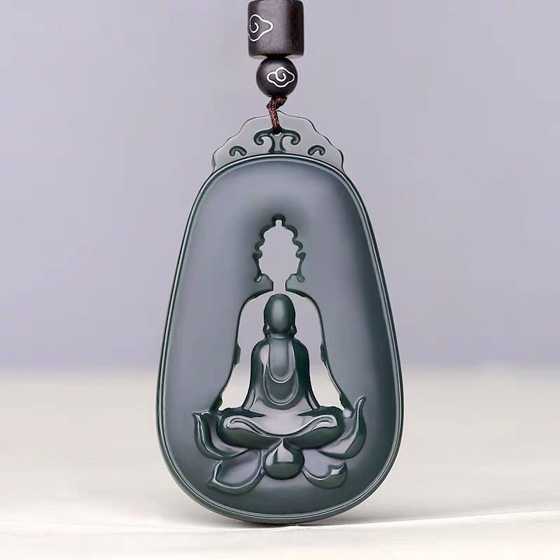 和田青玉悟道 玉石吊坠男女款 镂空吊坠无相佛玉吊坠