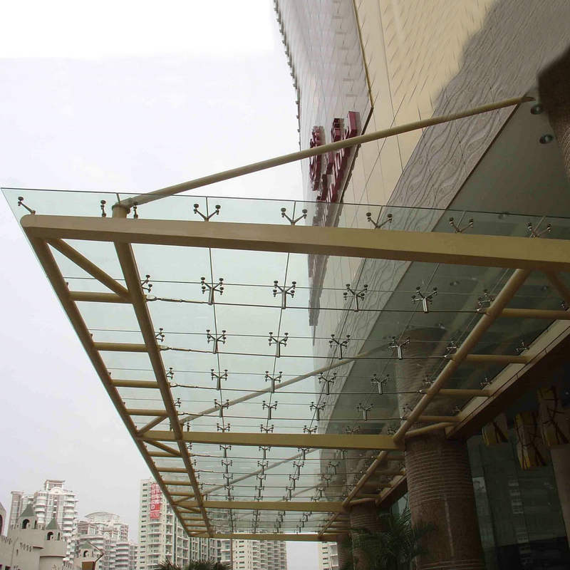 专业定制钢化玻璃雨篷商场大门门头玻璃雨棚钢架结构玻璃蓬