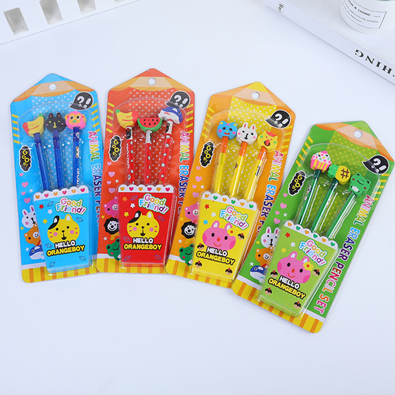 Korean Style Creative Stationery Set Cartoon Eraser Pencil Combination Stationery Children's Gift Student Studying Stationery