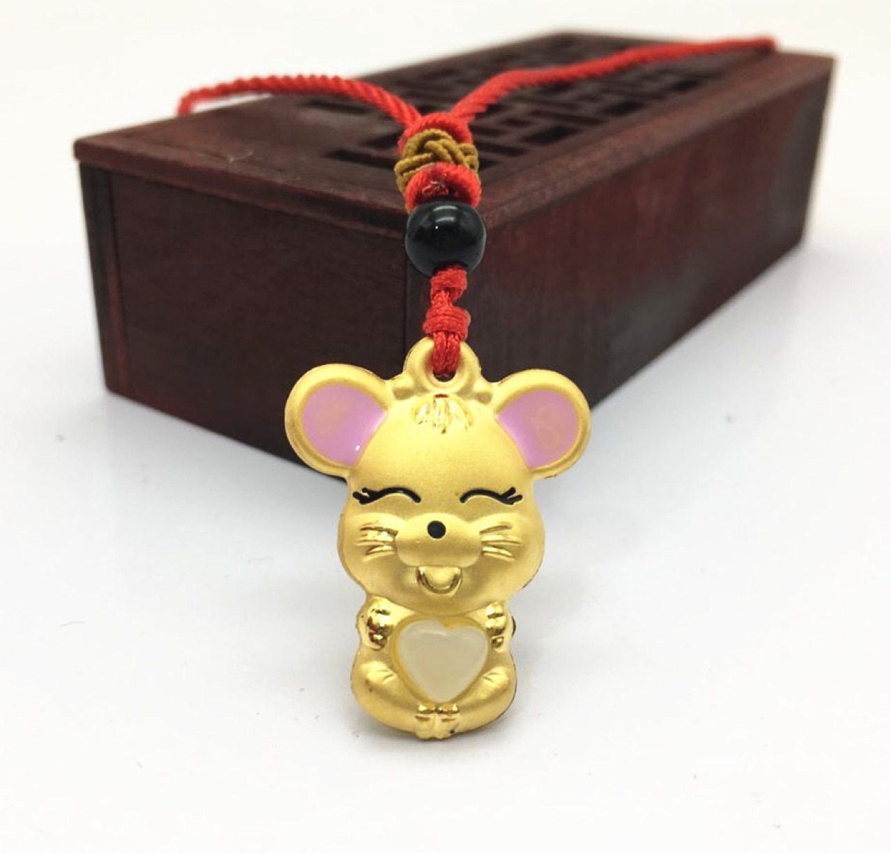 2020年新款3d吊坠 金镶玉十二生肖福鼠吊坠 老鼠挂件厂家批发?