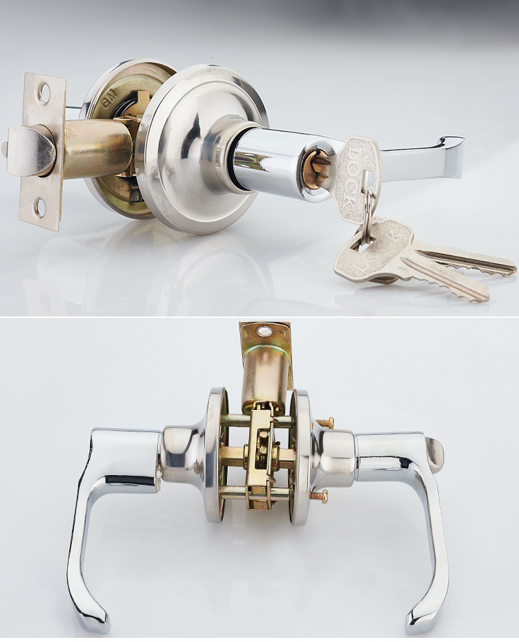 卫生间门锁洗手间室内浴室三杆执手锁厨房厕所单舌办公室五金锁具