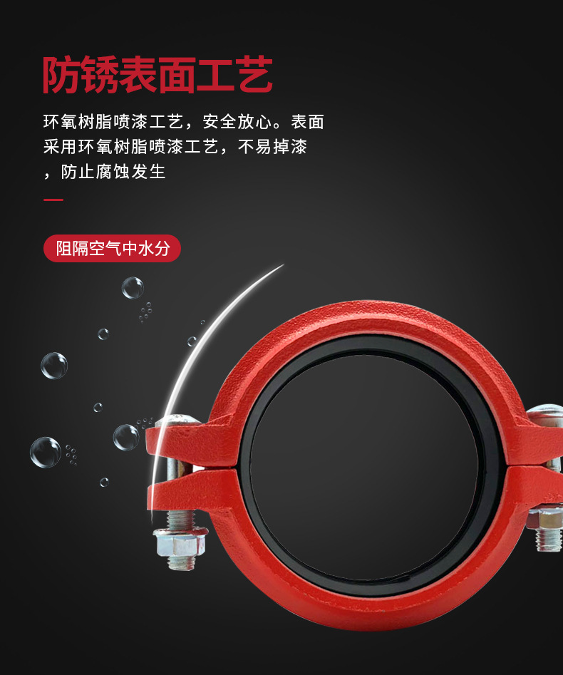 消防卡箍 沟槽刚性卡箍 消防红色卡箍 消防管箍管卡 消防沟槽管件