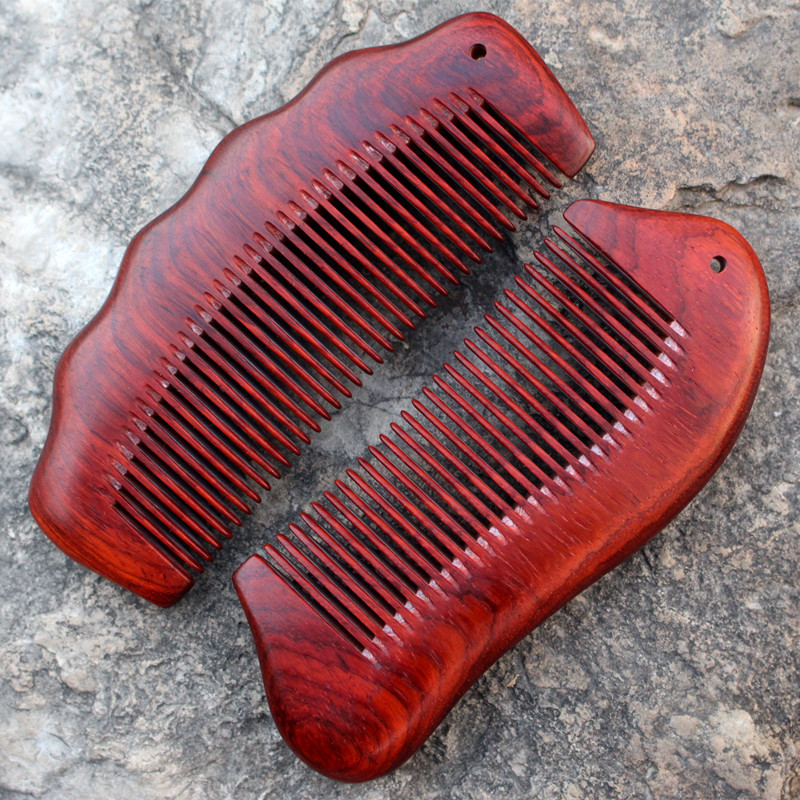 紫檀木梳子复古木梳文玩工艺品木檀木梳子小叶紫檀梳刻字直播货源