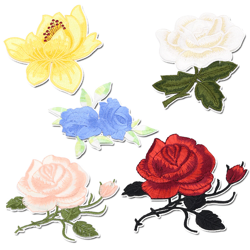 刺绣玫瑰花朵布贴衣服贴布补丁贴花图案绣花贴片补贴小号补洞